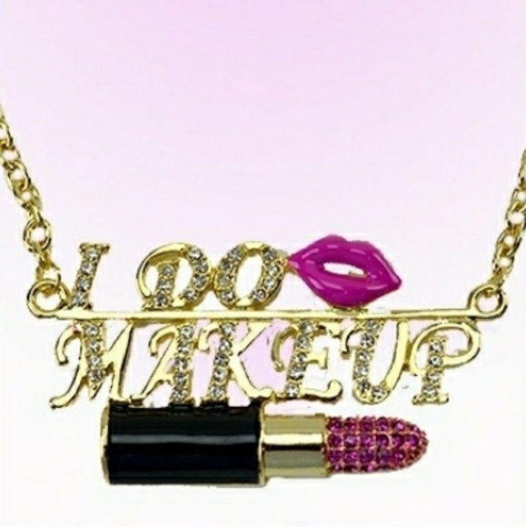 J Elise Boutique Jewelry - I Do Makeup Gold Pink Studded Chain Necklace